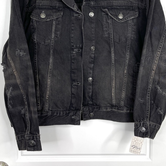 FREE PEOPLE We The Free NEW Jolene Trucker Jacket NEW Washed Black Size S - Picture 5 of 16